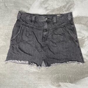 Free People We The Free Black Denim Mini Skirt Raw Hem Size 31 High Rise